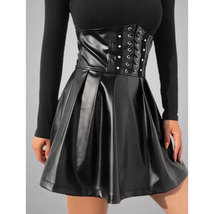 Gothic Halloween Collection Sexy Corset Tunic Leather High-rise Dress Skirt